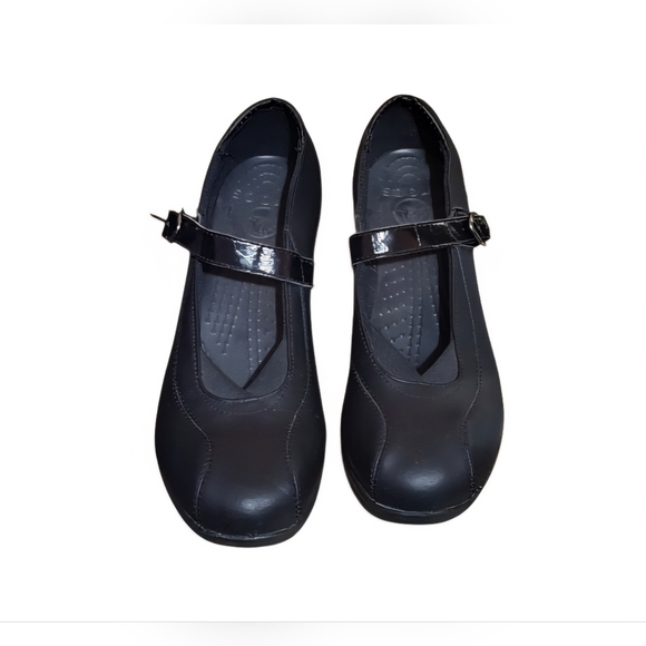 Crocs Black Mary Jane Wedge Shoes Size 8 - Picture 2 of 9